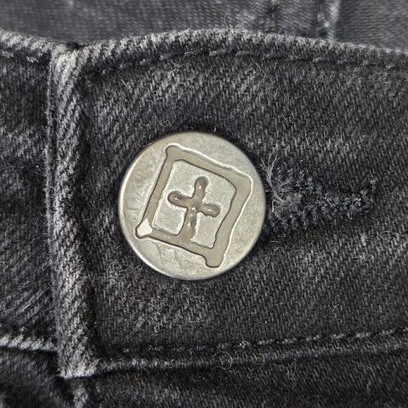 Ksubi Jeans Black Slim Mens 33 Embroidered Red + Signs Streetwear Stretch Skinny - Picture 6 of 13